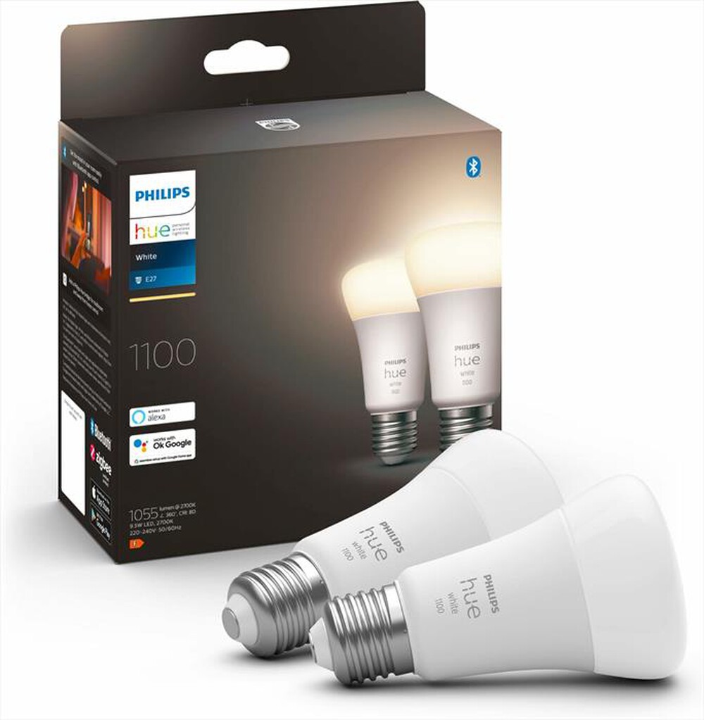 "PHILIPS - HUE WHITE 2 X LAMPADINA E27 9.5W 75W-Bianco"