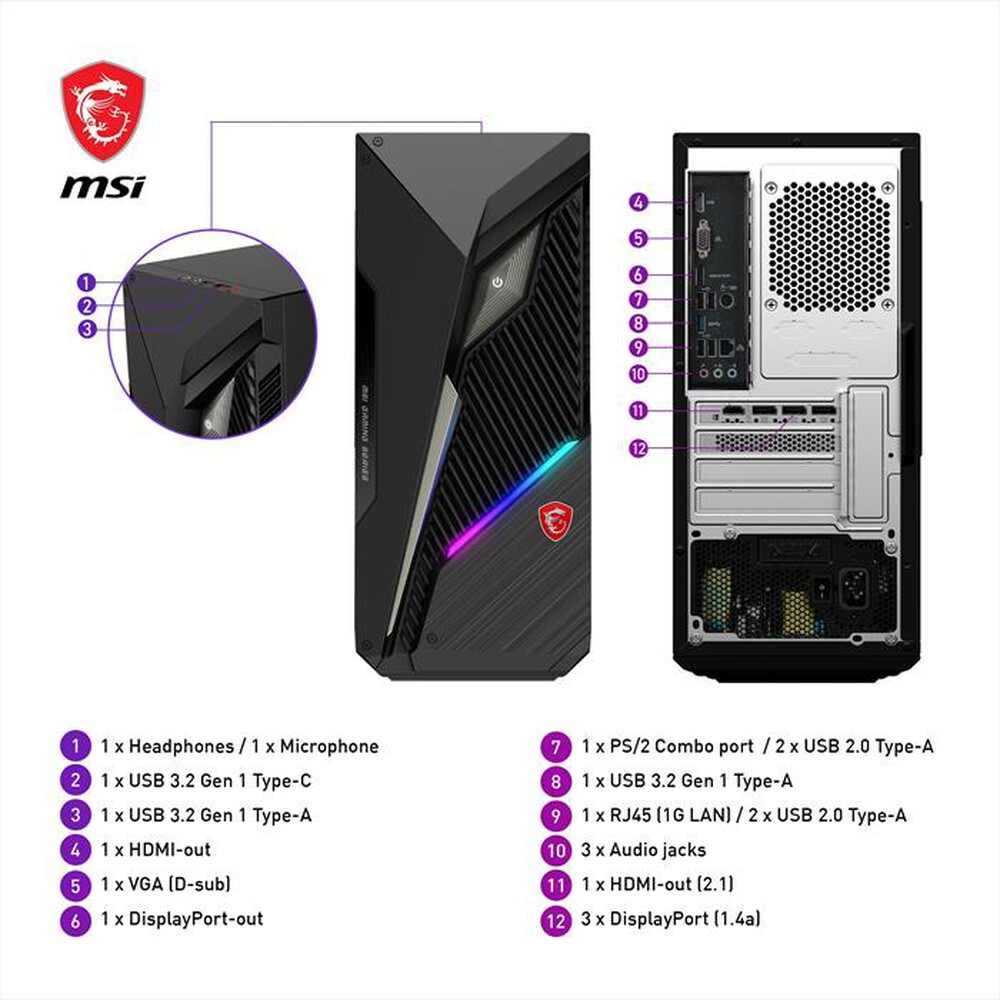 Immagine del prodotto MSI - Desktop MAG INFINITE S3 14NUD7-2411IT-Nero
