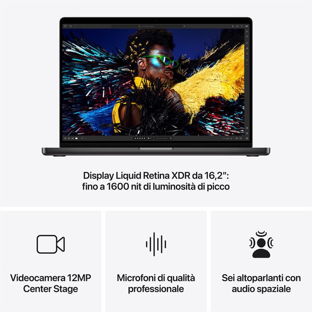 "APPLE - MacBook Pro 16'' M4 Pro Core 14 CPU 20 GPU 512GB-Nero siderale"