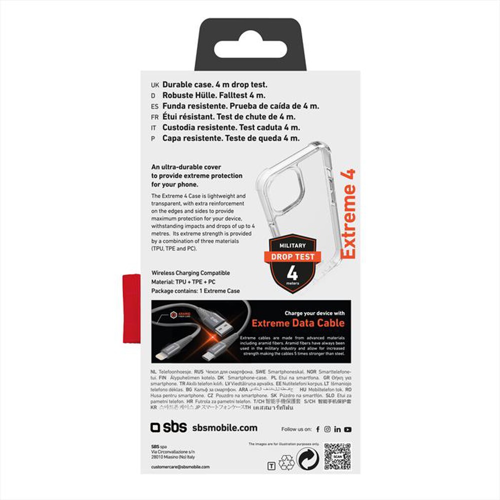 "SBS - Cover Extreme 4 TEUNBKEX4IP1461P per iPhone 14 Pro-Trasparente"