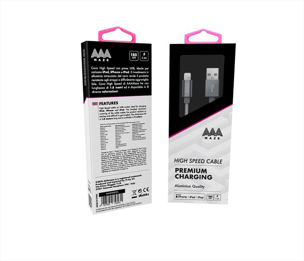 "AAAMAZE - ALUMINUM LIGHTNING CABLE 1,8M-Grey"