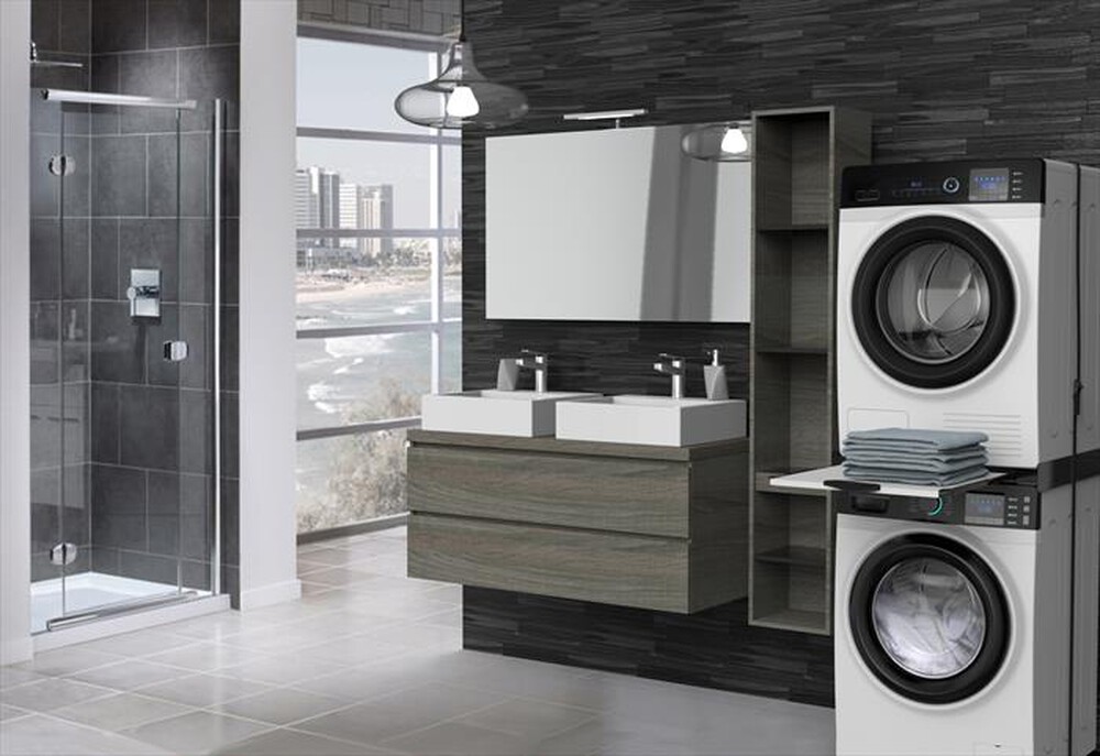 Immagine del prodotto MELICONI - Kit di sovrapposizione lavatrice TORRE DARK-Tecnopolimero Nero e legno gri