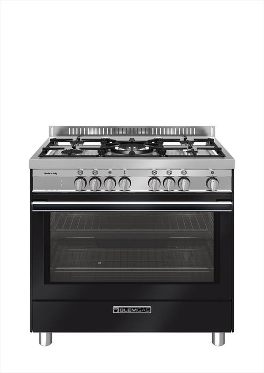 "GLEM GAS - Cucina a gas ST965MBK Classe A+-Nero Carbone"