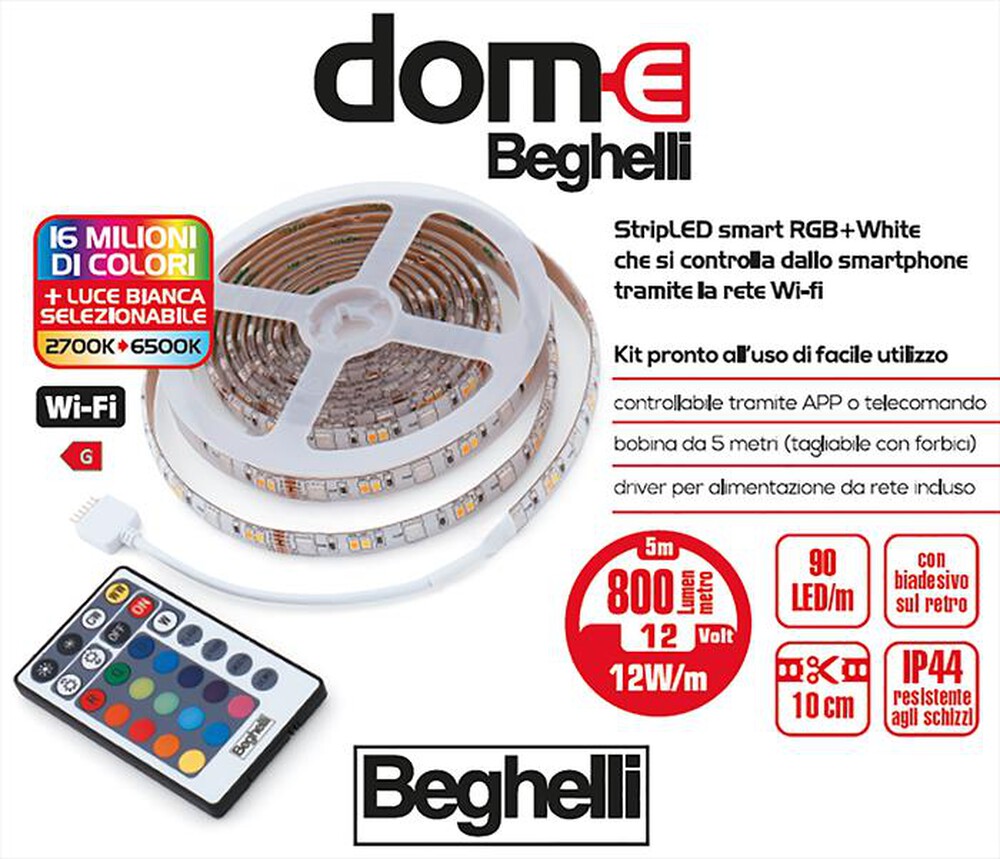 "BEGHELLI - WIFI STRIP LED 12W RGB+W DYNAMIC"