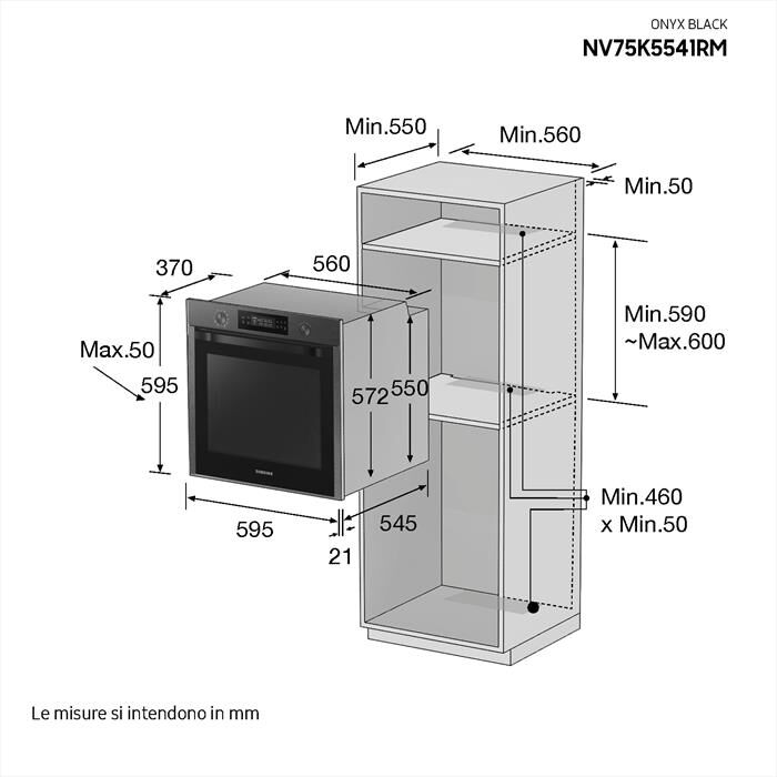 SAMSUNG - Forno incasso elettrico NV75K5541RM/ET Classe A-Matt Black |  Euronics