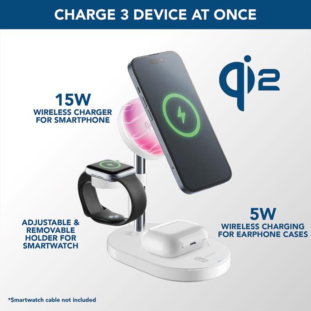 Immagine del prodotto CELLULARLINE - Station di ricarica wireless magnetica MAG TRIO-Bianco