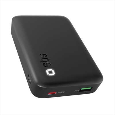 SBS - Powerbank compatto 10000mAh PD 20W LED-Nero