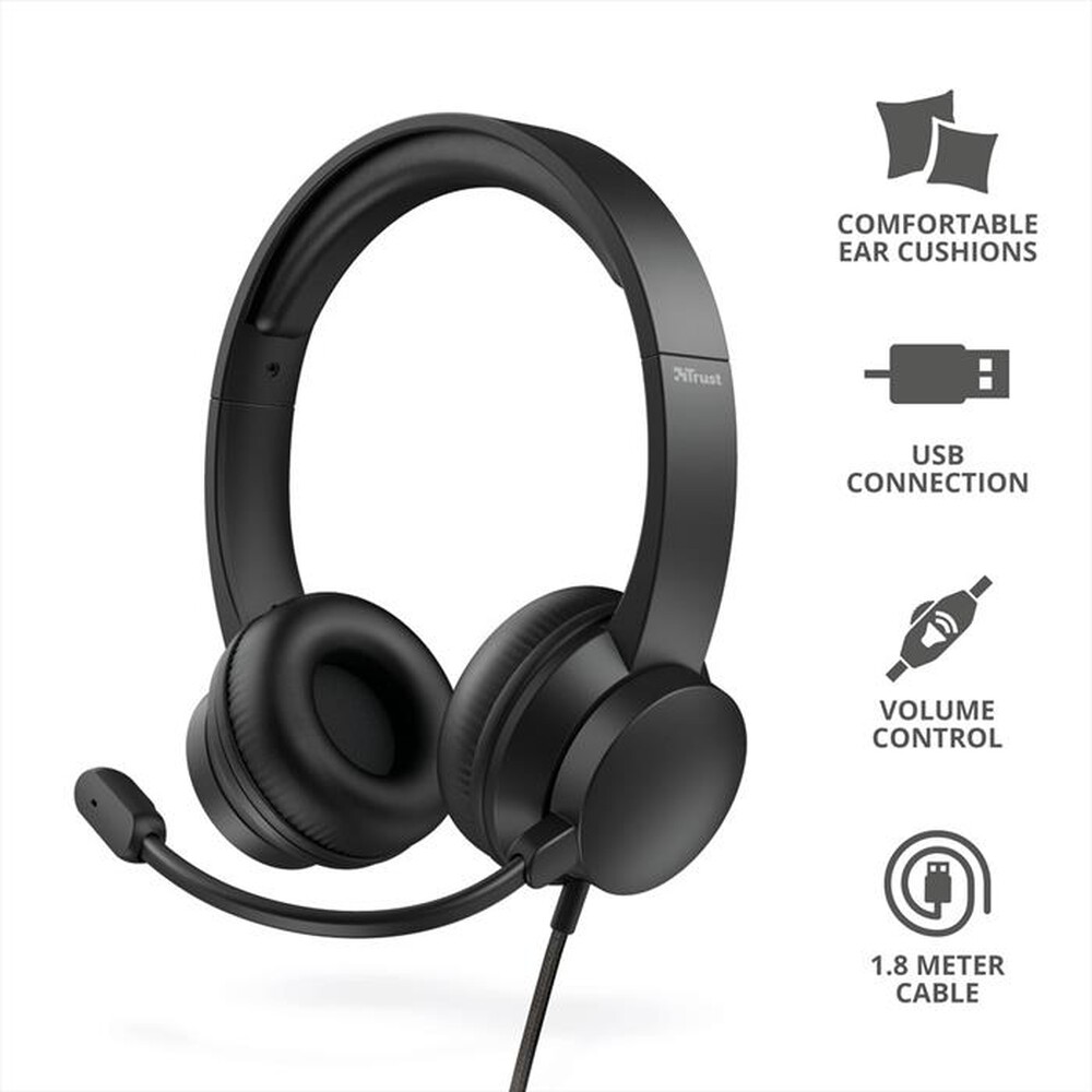 "TRUST - RYDO USB HEADSET-Black"