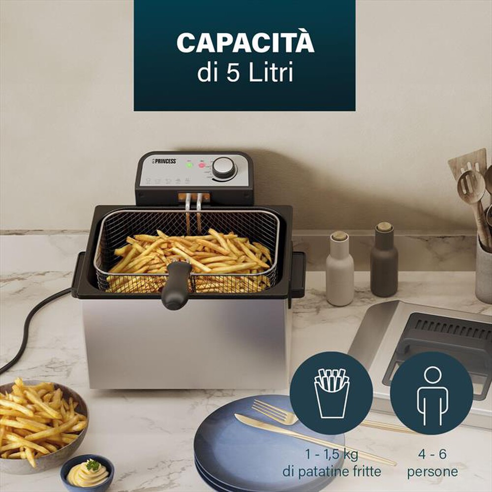 "PRINCESS - FRIGGITRICE 5L ACCIAIO-Acciaio"