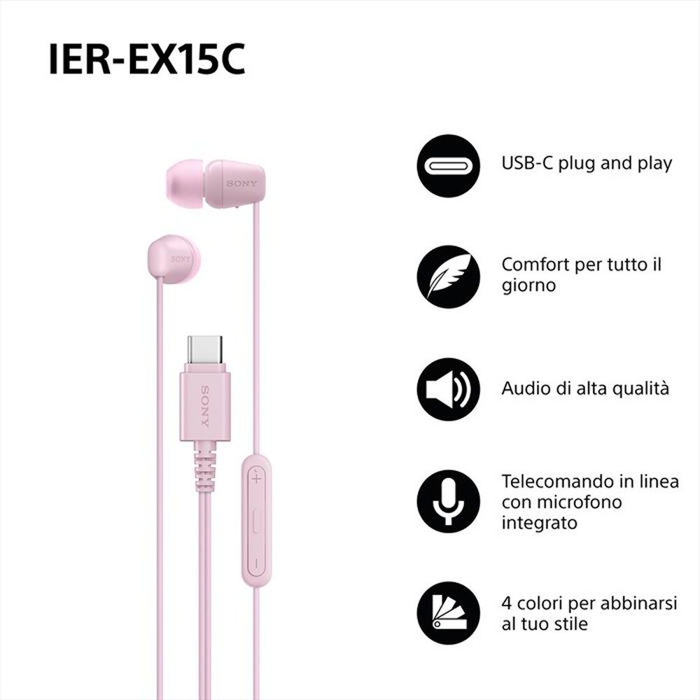 Immagine del prodotto SONY - Auricolari a cavo IEREX15CP.CE7-Rosa