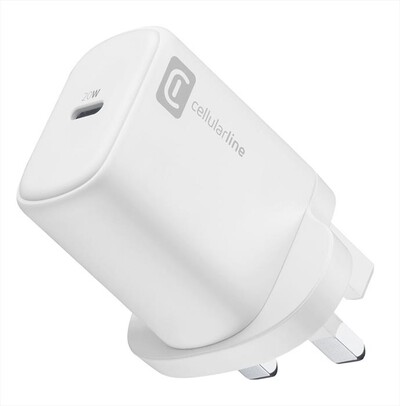 CELLULARLINE - Caricabatterie da rete con USB-C 20W - UK PLUG-Nero