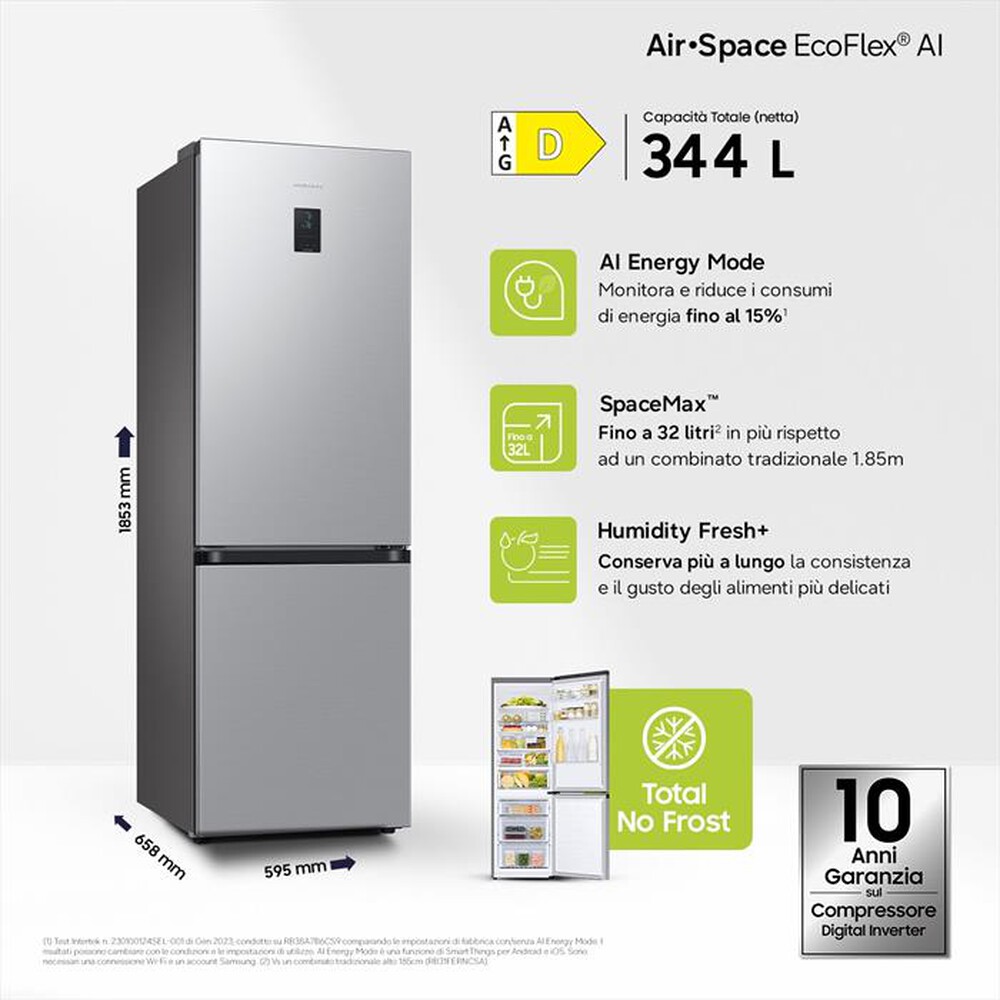 Immagine del prodotto SAMSUNG - Frigorifero combinato RB34C675DSA/EF Classe D-SILVER INOX