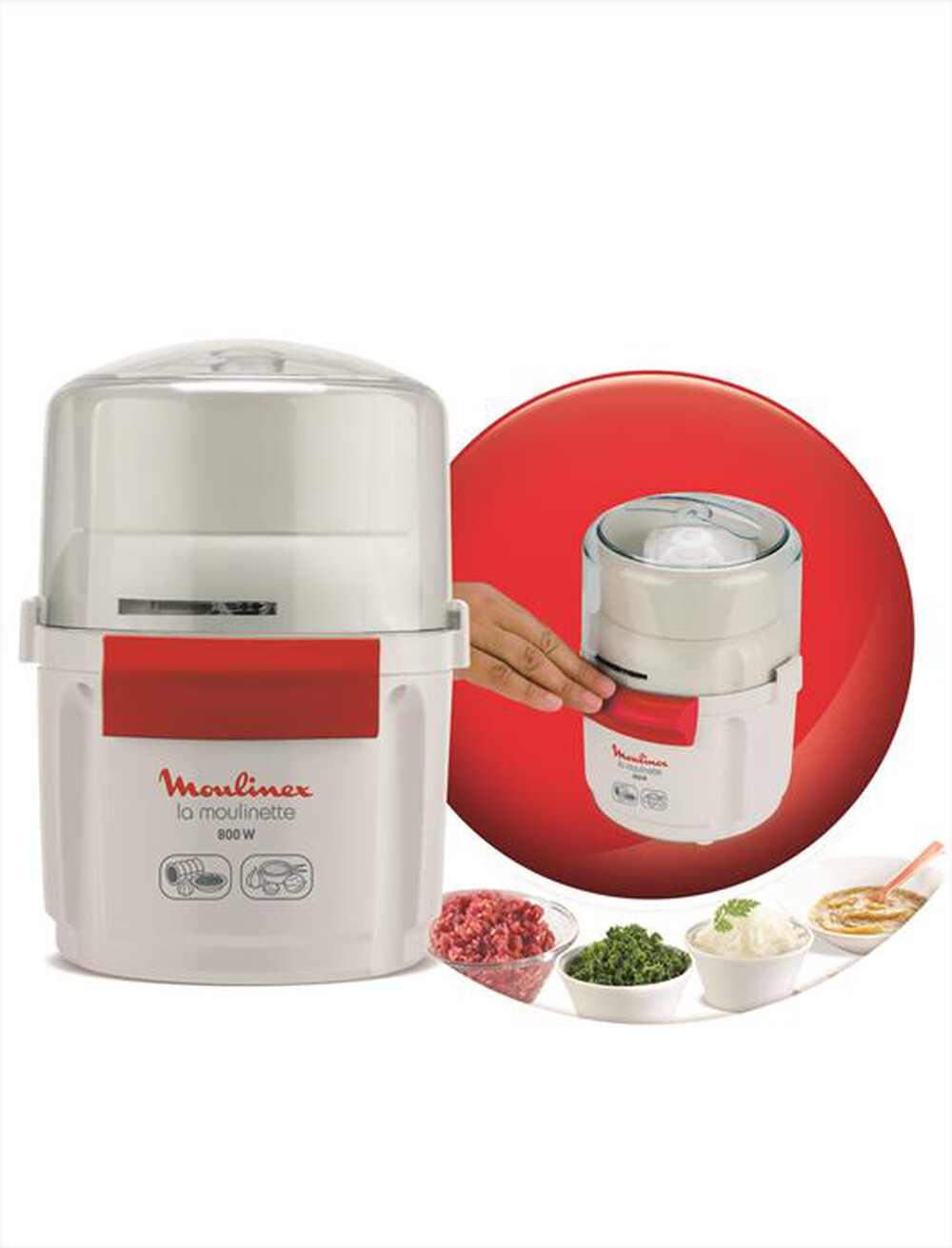 "MOULINEX - AD5601 Moulinette Bouton-bianco e rosso"