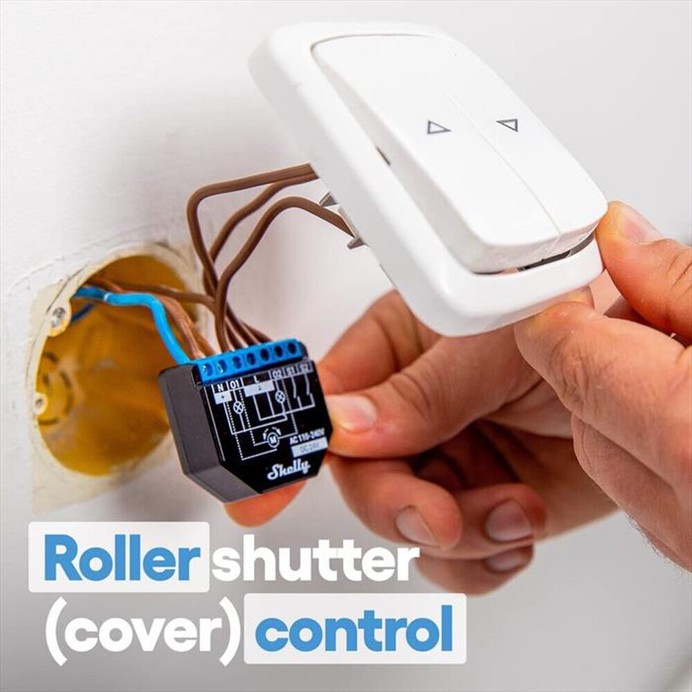 Immagine del prodotto SHELLY - Interruttore Relè Wi-Fi a 2 canali PLUS 2PM-BLACK