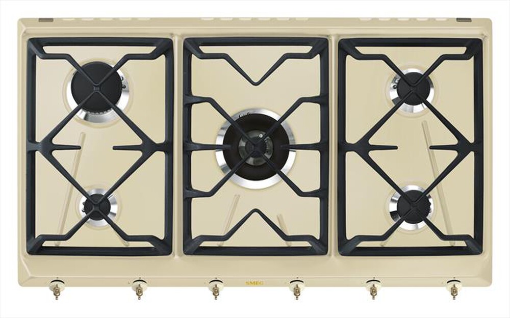 "SMEG - Piano cottura a gas SRV896POGH 5 fuochi 88,5cm-Panna"