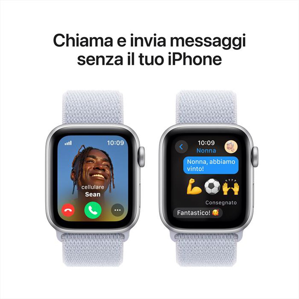 "APPLE - Watch SE GPS + Cellular 40mm Cassa Alluminio-Argento- Sport Loop Azzurro"
