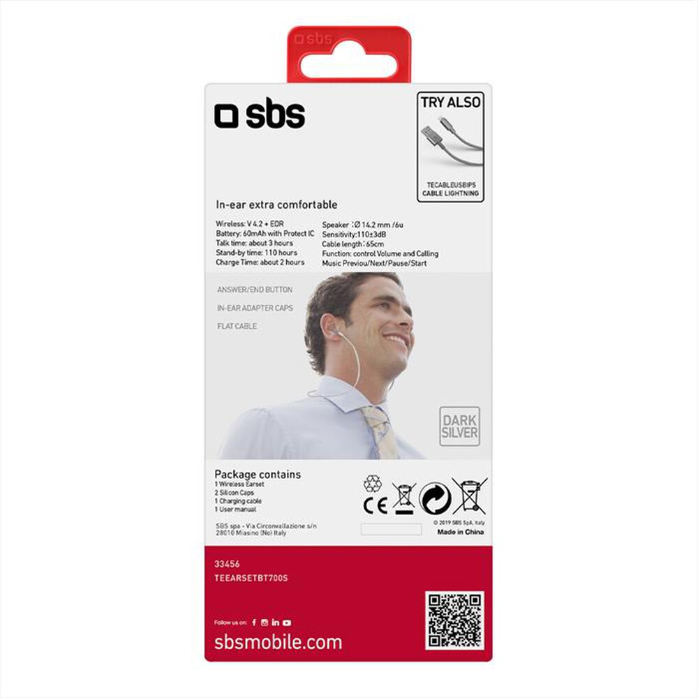 "SBS - TEEARSETBT700S-Argento"