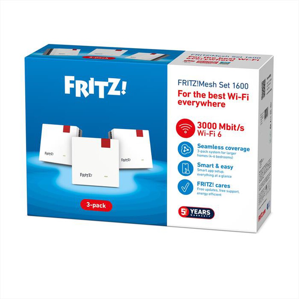 Immagine del prodotto FRITZ! - MESH WIFI SET 1600 3PACK-bianco/rosso