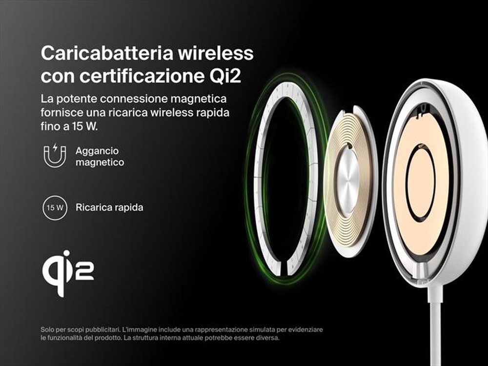 Immagine del prodotto BELKIN - TAPPETINO DI RICARICA WIRELESS MAGNETICA QI2 15W-Bianco