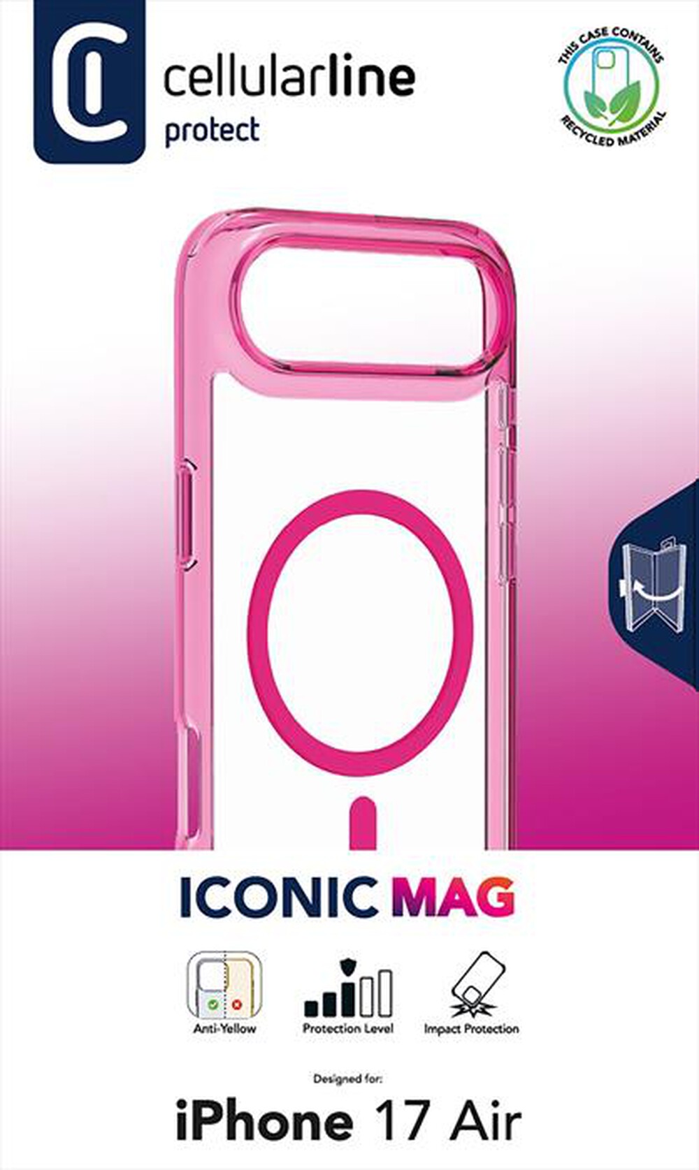 Immagine del prodotto CELLULARLINE - Custodia ICONIC MAG per IPHONE AIR-Rosa, Trasparente