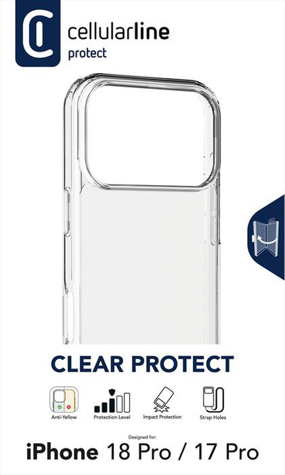 Immagine del prodotto CELLULARLINE - Cover CLEAR PROTECT per iPhone 18 Pro-Trasparente