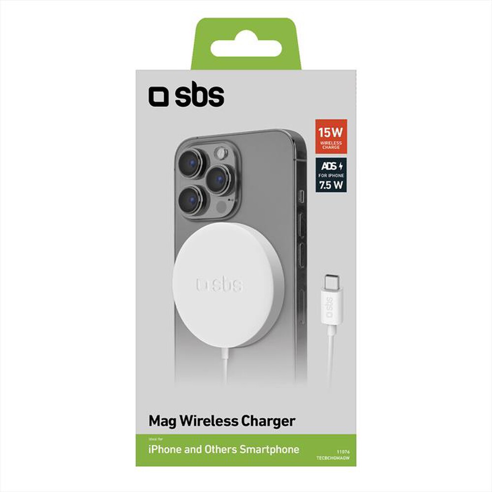 "SBS - Caricabatterie Wireless TECBCHGMAGW-Bianco"