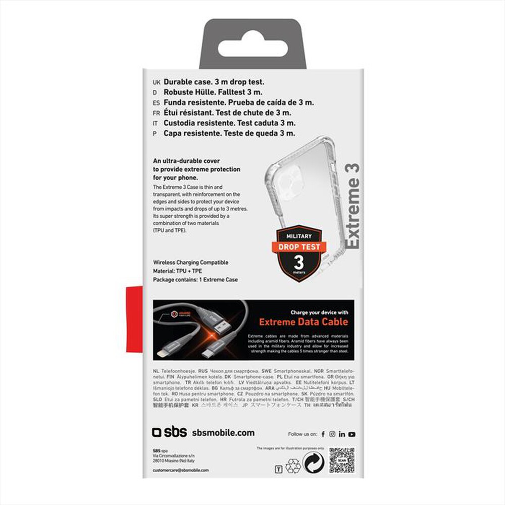 "SBS - Cover Extreme 3 TEUNBKEX3IP1467 per iPhone 14 Plus-Trasparente"