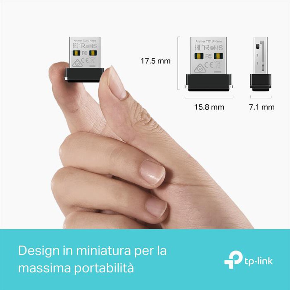 "TP-LINK - ARCHER TX1U NANO ADATTATORE USB WI-FI 6 AX300-nero"