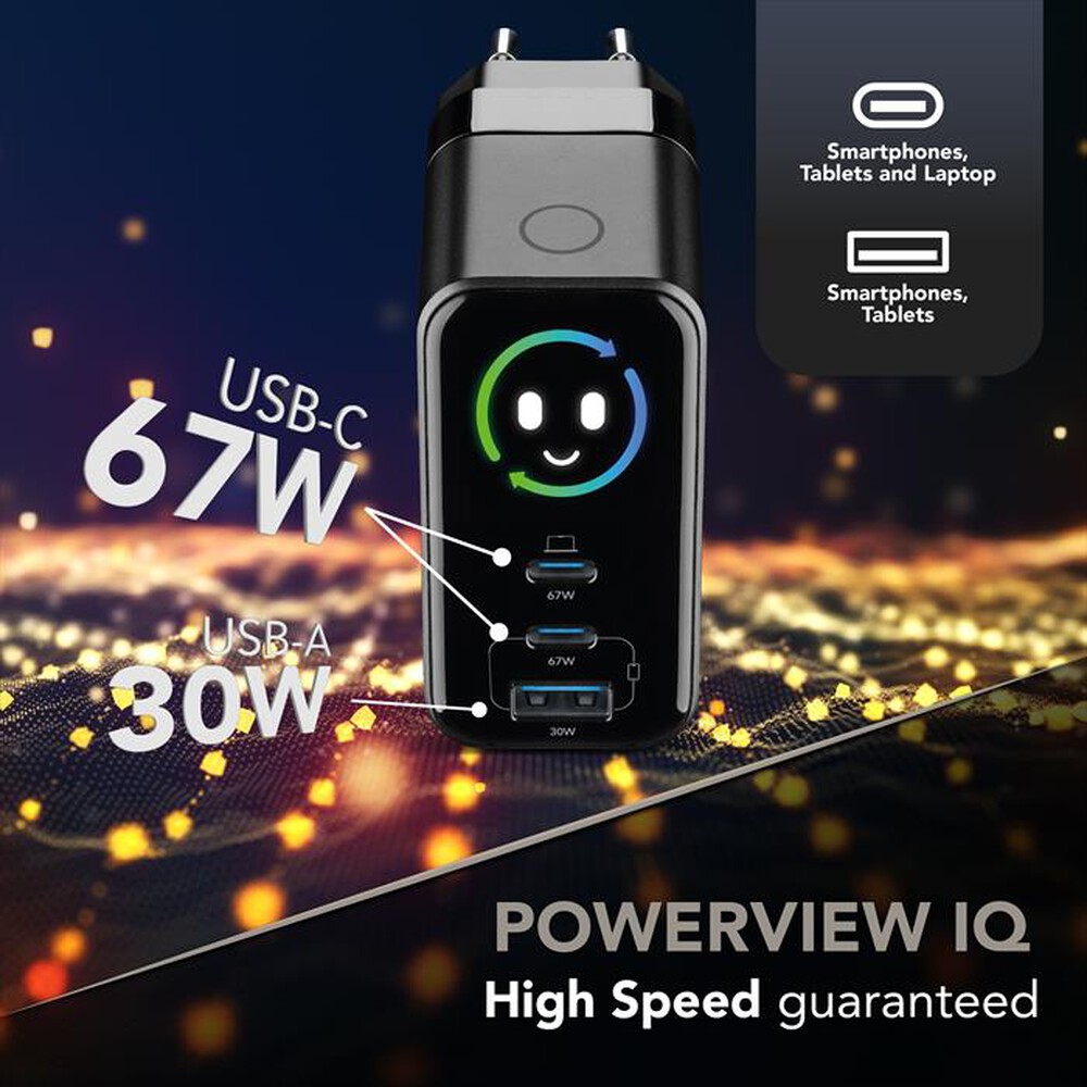 Immagine del prodotto CELLULARLINE - Caricabatterie da rete POWERVIEW IQ KIT ACH 67W-Nero
