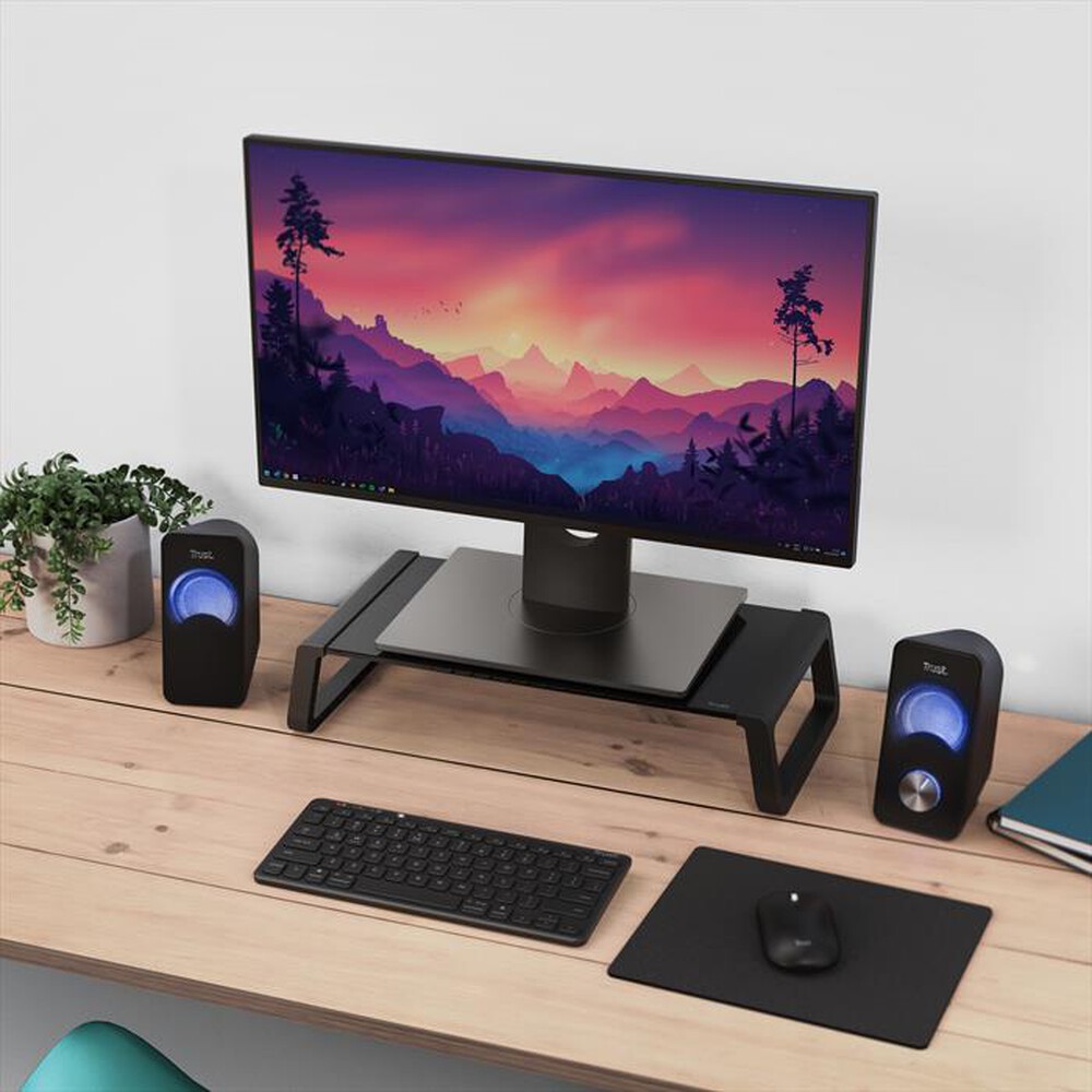 "TRUST - Supporto per monitor MONTA GLASS MONITOR STAND-Black"