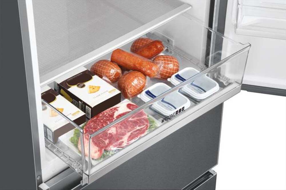 "HAIER - Frigorifero combinato HTOPMNE7193 Classe E 450 lt-Platino, Stainless steel"