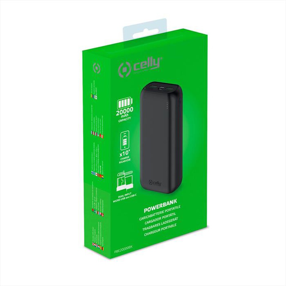 "CELLY - PBE20000BK - POWERBANK ENERGY 20000MAH-Nero/Plastica"