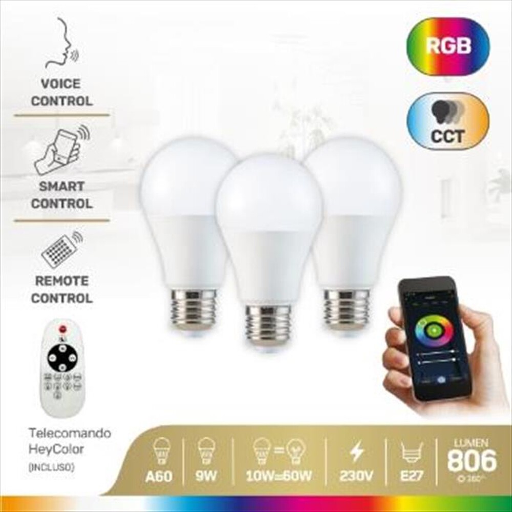 Immagine del prodotto ONLIGHT - HEYBULB - KIT 3 LAMPADINE SMART WI-FI LED GOCCIA E-Bianche