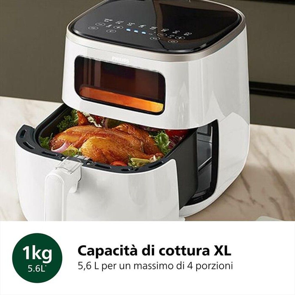 "PHILIPS - FRIGGITRICE AIRFRYER SERIE 3000 DA 5.6L HD9257/20-Bianco"