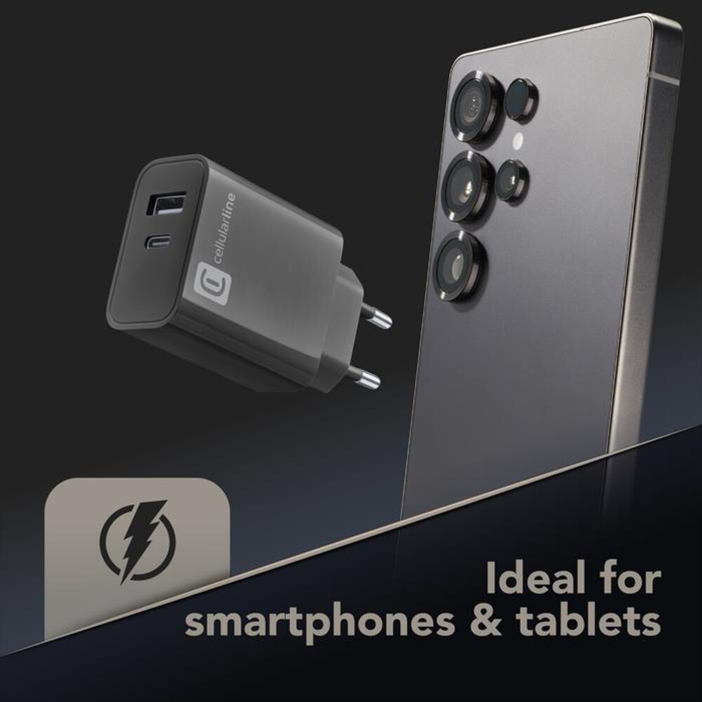 Immagine del prodotto CELLULARLINE - Caricabatterie 2 porte di ricarica ACHUSB2PD32WK-Nero