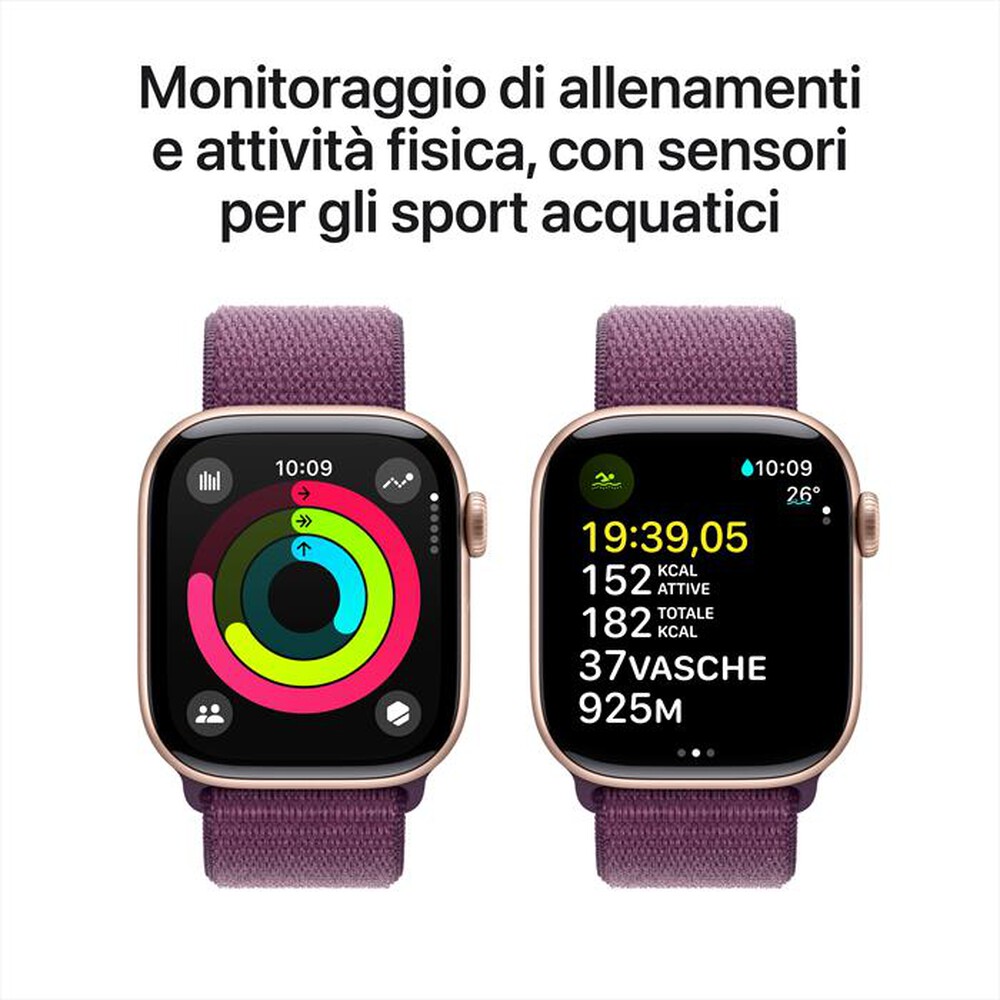 "APPLE - Watch Series 10 GPS + Cellular 42mm Alluminio-Oro Rosa - Sport Loop Prugna"