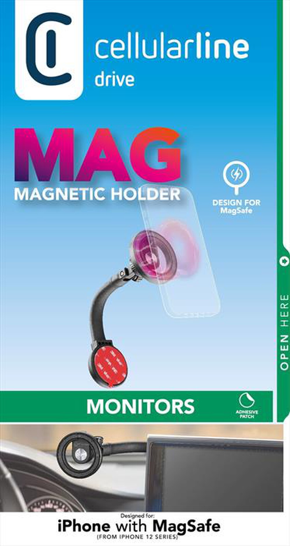 Immagine del prodotto CELLULARLINE - Display Supporto auto Magsafe MAGSFHOLDERSCREENK-Nero