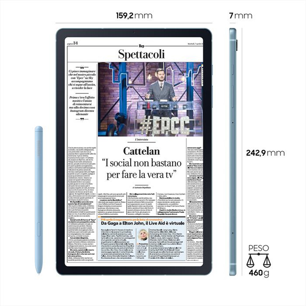 "SAMSUNG - GALAXY TAB S6 LITE LTE-Blue"
