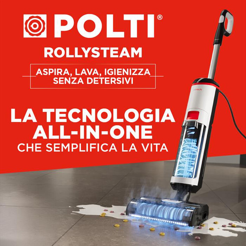 Immagine del prodotto POLTI - Lavapavimenti aspira/lava/igienizzaROLLYSTEAM WD10-bianco/nero