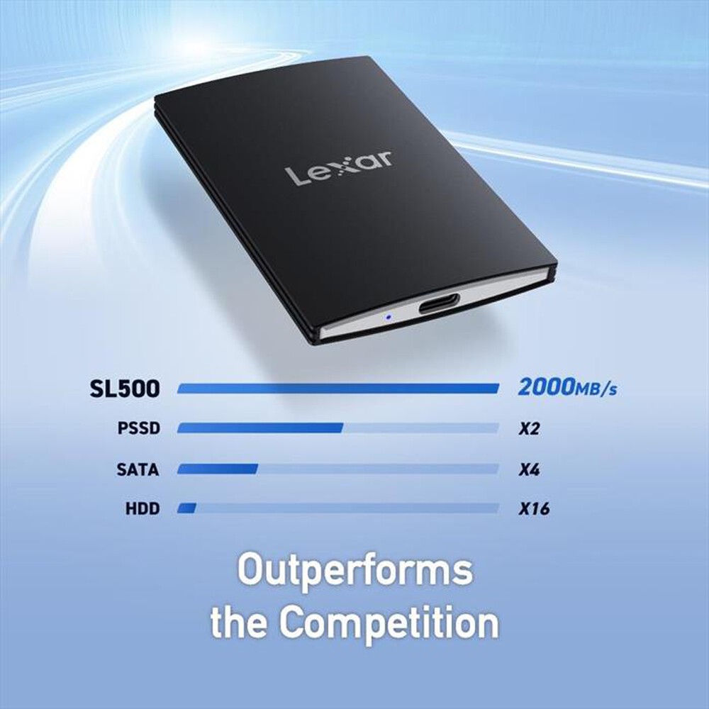 "LEXAR - Hard disk esterno SSD 1TB SL500-Black"
