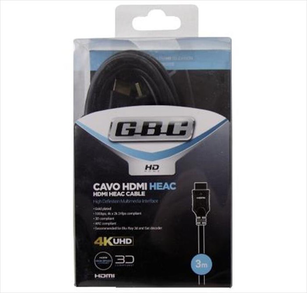 "GBC - CAVO HDMI 4K HIGH SPEED WITH ETHERNET 3M-Nero"