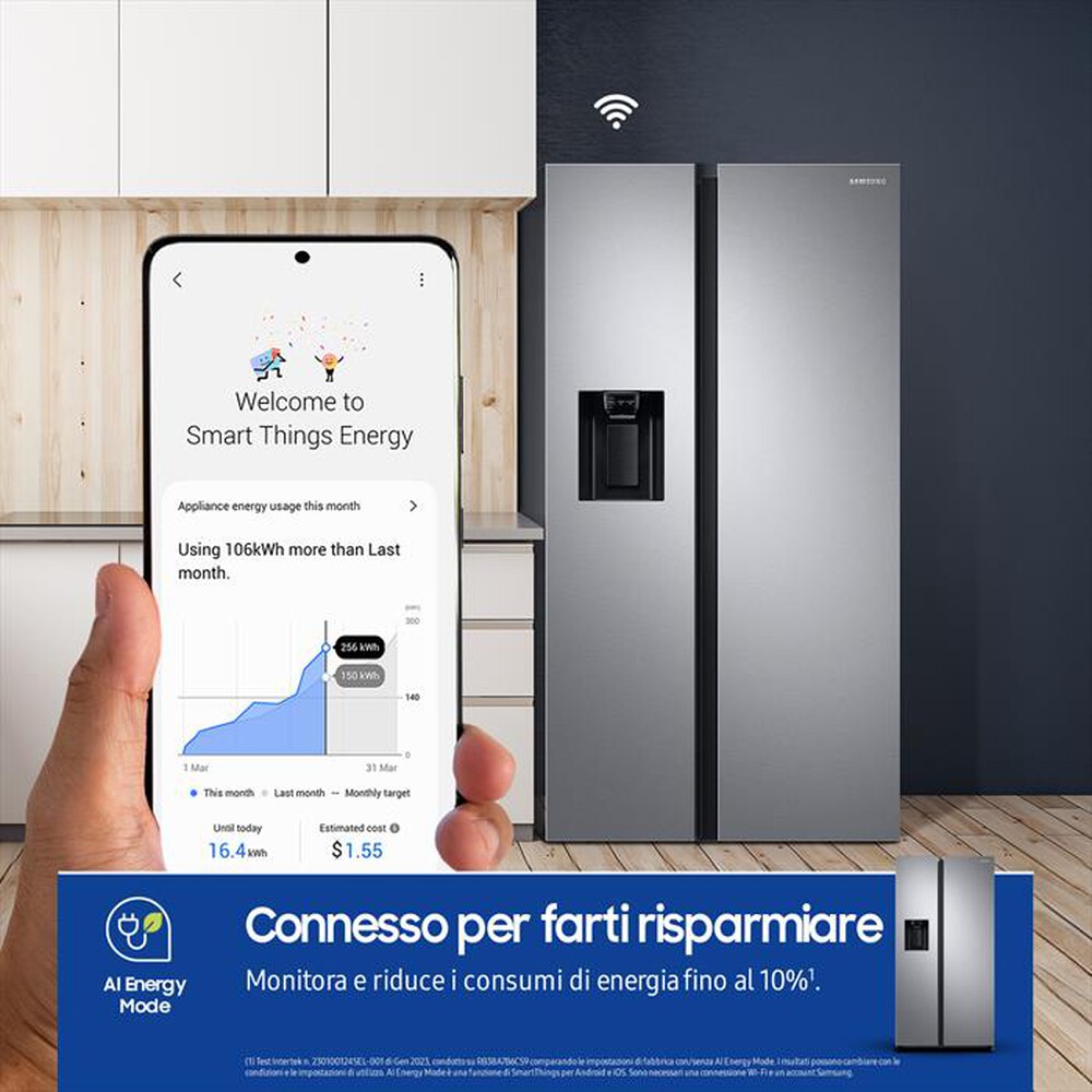 "SAMSUNG - Frigorifero side by side RS65DG54M3SLEF Classe E-Inox"