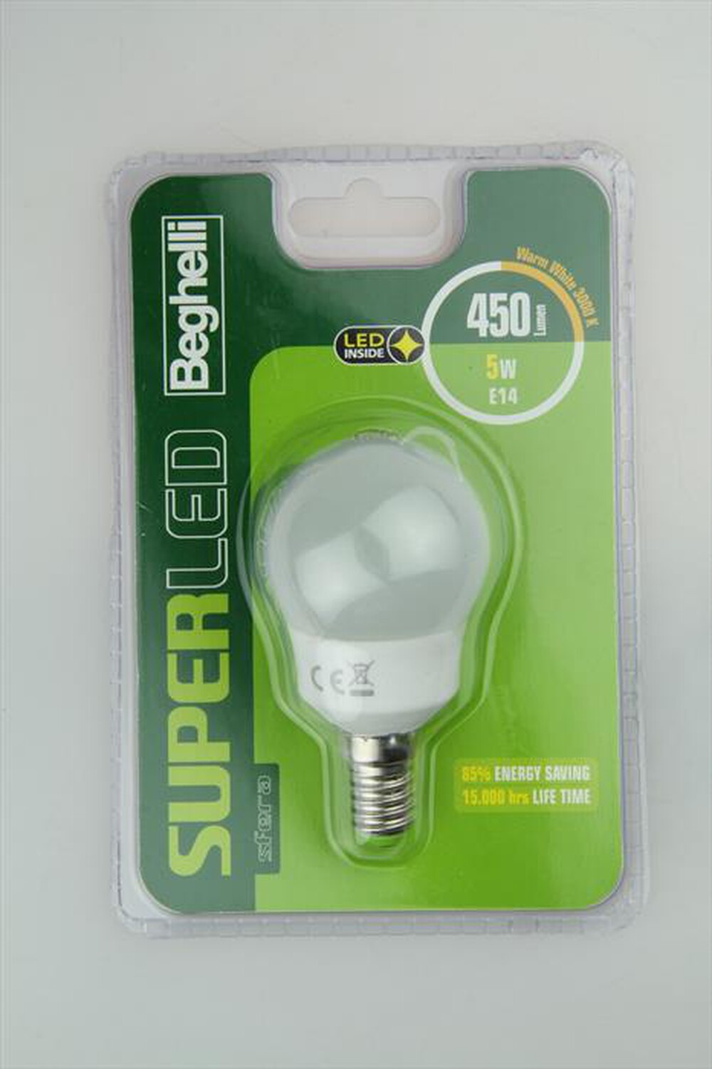 "BEGHELLI - SUPERLED SFERA 5W E14 3K"