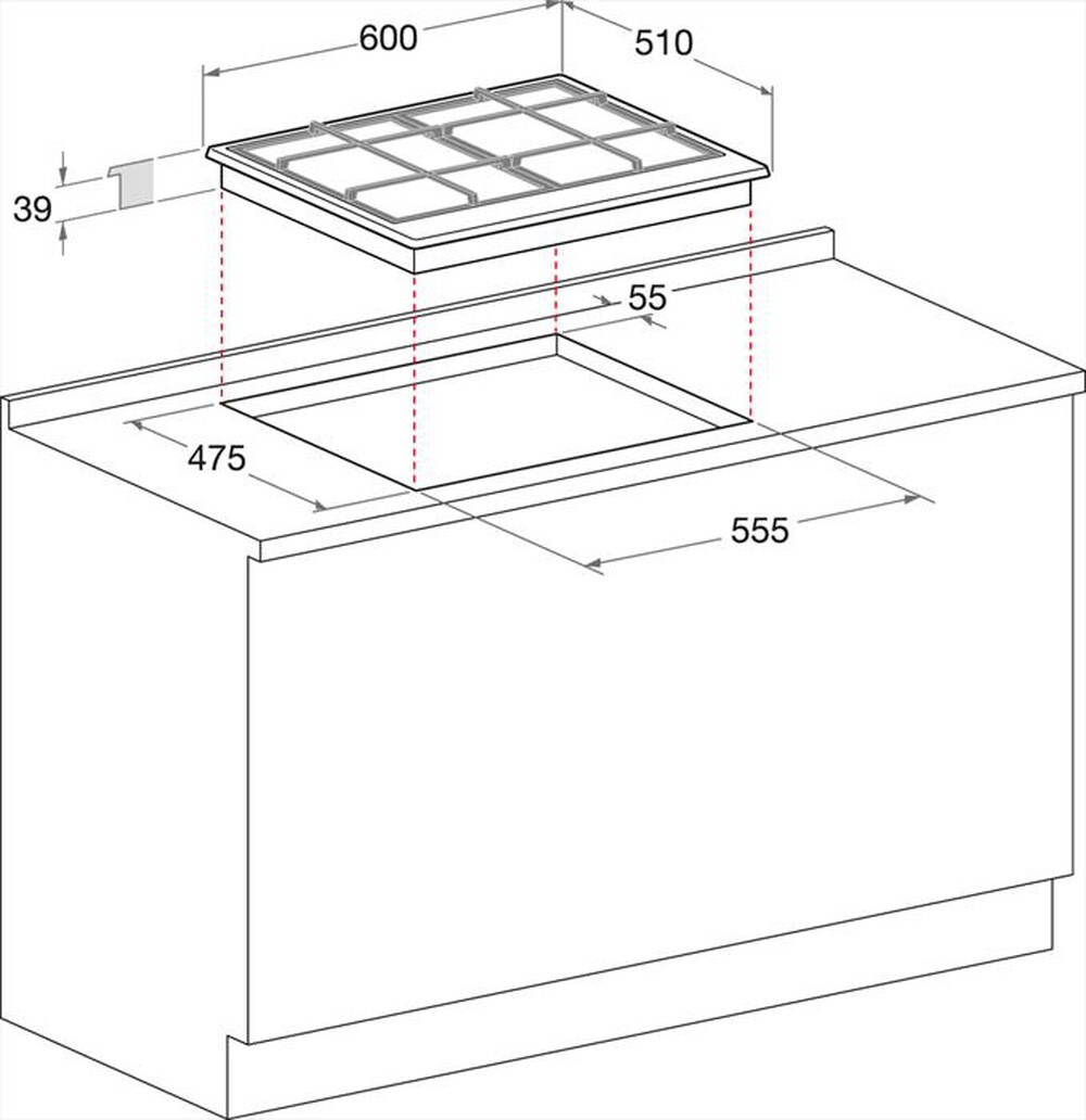 "HOTPOINT ARISTON - Piano cottura a gas PCN 641 T/IX/HAR 59cm-Inox"