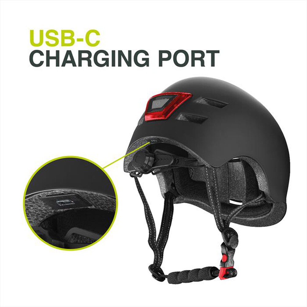 Immagine del prodotto NEWRBAN - Casco per adulti con led Taglia M NEWMLEDHELMETMK-Nero