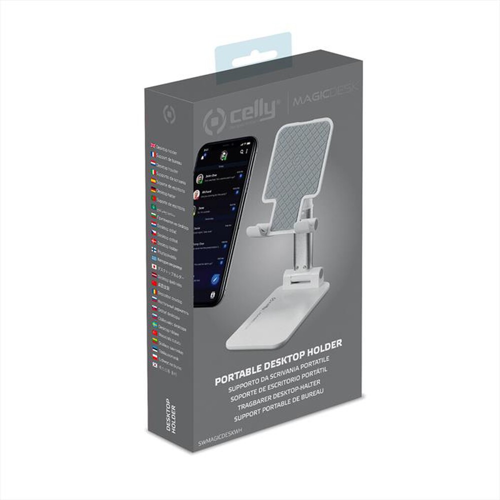 "CELLY - SWMAGICDESKWH - SW SMARTPHONE/TABLET HOLDER WH-Bianco/Plastica"