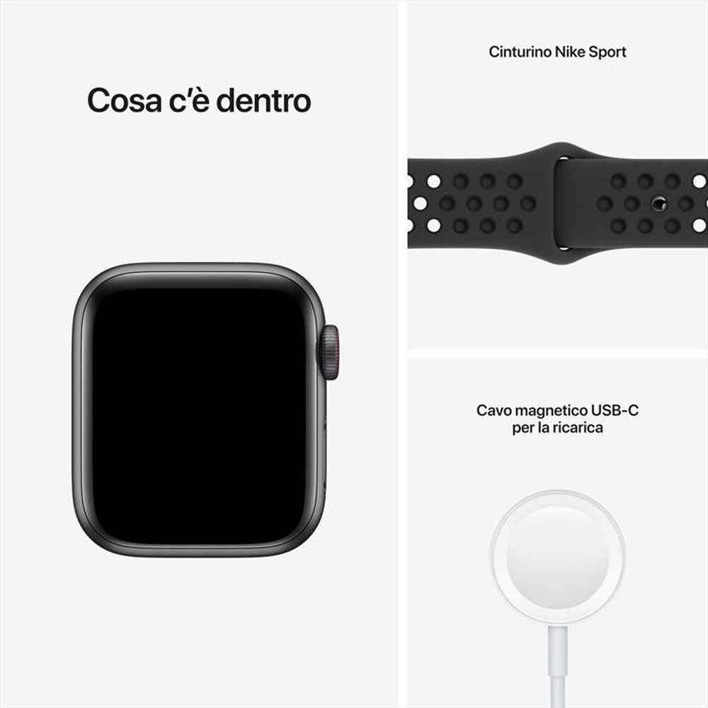 Immagine del prodotto APPLE - Watch NIKE SE GPS+Cellular 40mm Alluminio-Scuro Sport Antracite/Nero