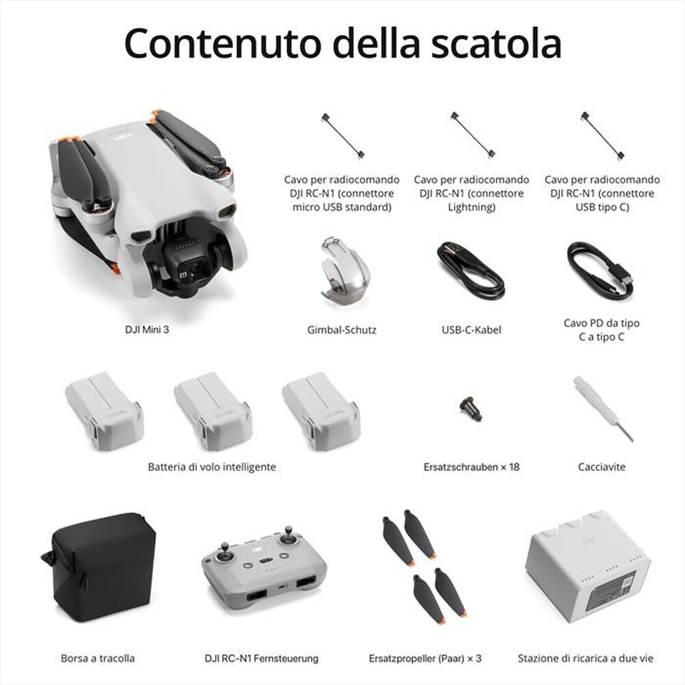 Immagine del prodotto DJI - Drone MINI 3 FLY MORE COMBO RC-Grigio