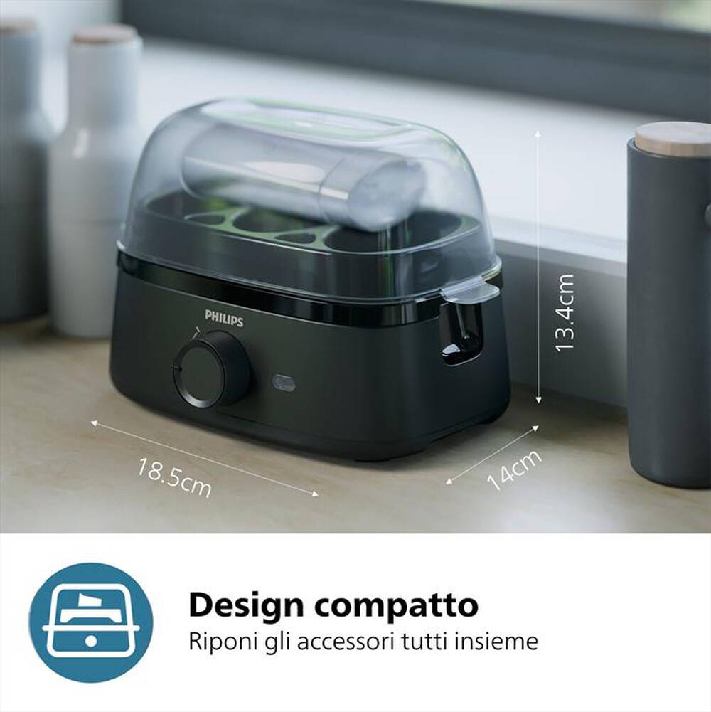 "PHILIPS - CUOCIUOVA SERIE 3000 HD9137/90-Nero"