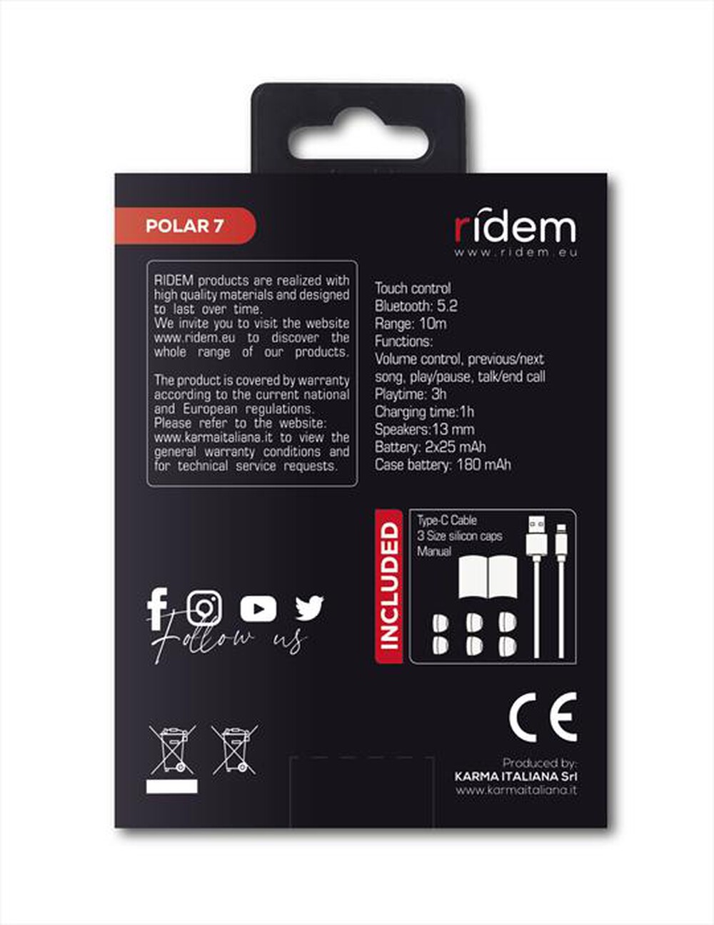 Immagine del prodotto RIDEM - Auricolari in ear POLAR 7-Bianco